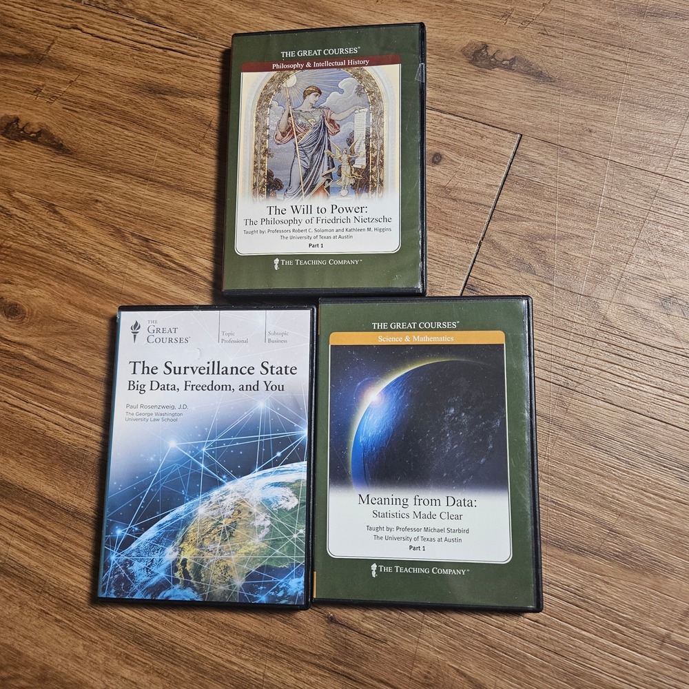 The Great Courses DVD Lot Nietzsche Surveillance State Statistics Made Clear